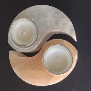 Yin Yang Selenite Tealight Holders